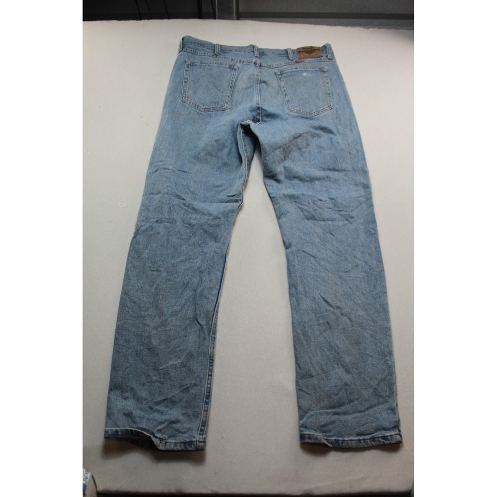 Wrangler Jeans Men 38x32 Light Wash Fair Distressed Five Star Straight Leg
